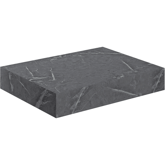 Ruby Smokey 600mm Wall Hung Grey Marble Basin Shelf & Brushed Bronze Bottle Trap - RUBY108908 - Envy Bathrooms Ltd