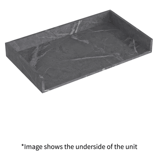 Ruby Smokey 600mm Wall Hung Grey Marble Basin Shelf & Brushed Bronze Bottle Trap - RUBY108908 - Envy Bathrooms Ltd