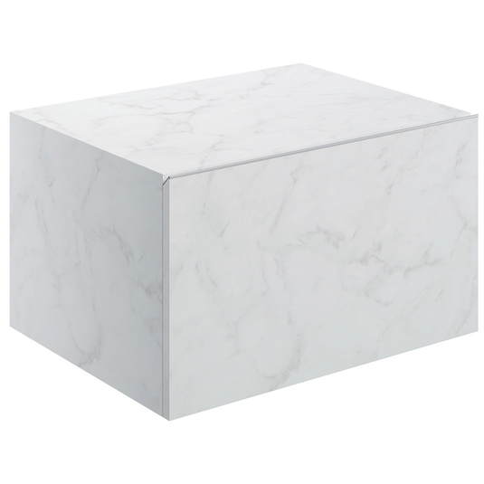 Ruby Smokey 600mm Wall Hung Storage Drawer - White Marble - RUBY106965