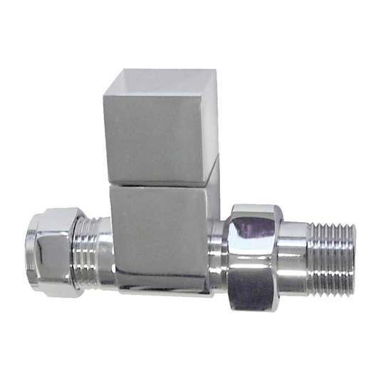 Ruby Square Chrome Radiator Valves - Straight - RUBY103018 - Envy Bathrooms Ltd