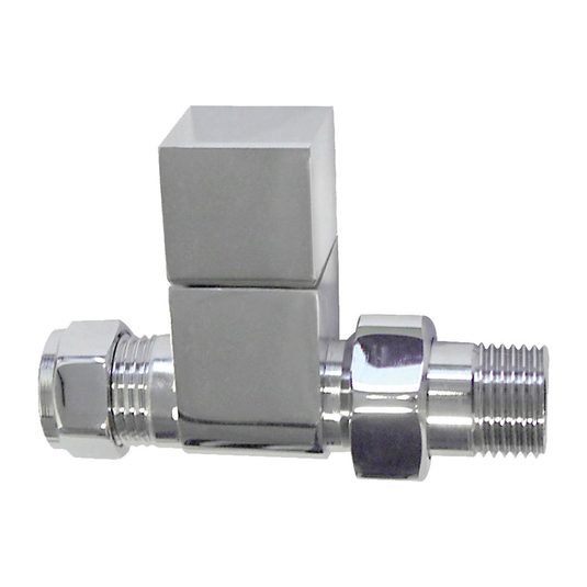 Ruby Square Chrome Radiator Valves - Straight - RUBY103018