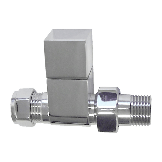 Ruby Square Chrome Radiator Valves - Straight - RUBY103018 - Envy Bathrooms Ltd