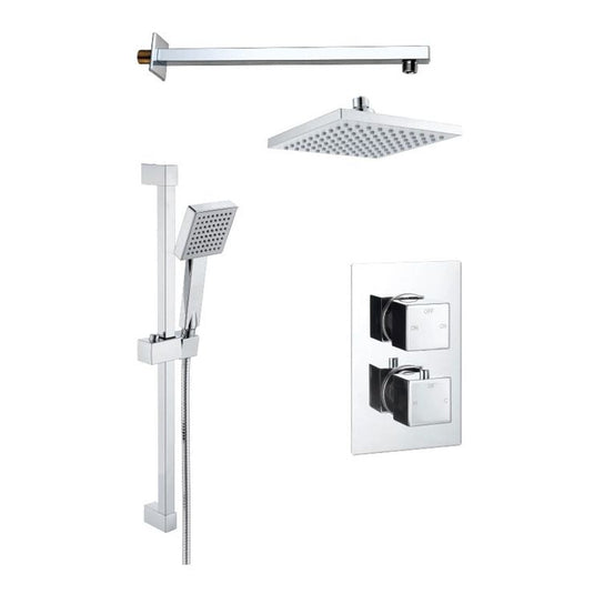 Ruby Square Concealed Valve Head & Arm Shower Pack - Chrome - RUBY108088 - Envy Bathrooms Ltd