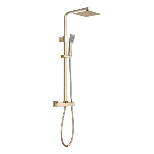 Ruby Square Thermostatic Bar Mixer w/Riser Kit - Brushed Brass - RUBY108087 - Envy Bathrooms Ltd