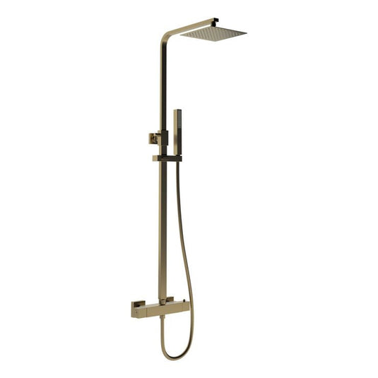 Ruby Square Thermostatic Bar Mixer w/Riser Kit - Brushed Bronze - RUBY109000 - Envy Bathrooms Ltd