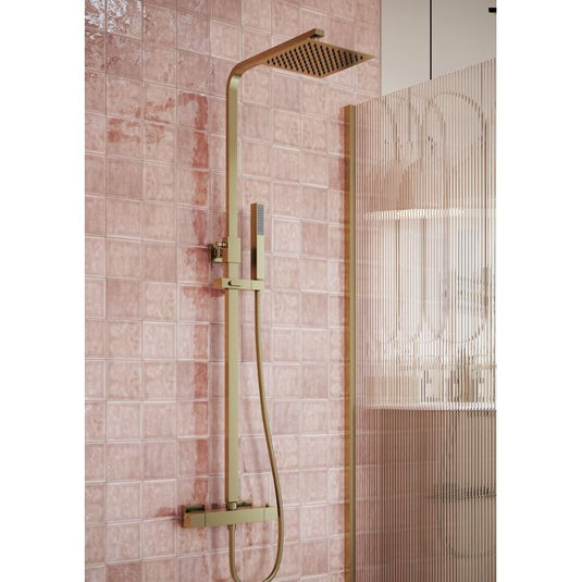 Ruby Square Thermostatic Bar Mixer w/Riser Kit - Brushed Bronze - RUBY109000 - Envy Bathrooms Ltd