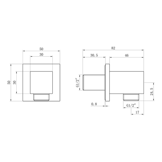 Ruby Square Wall Outlet Elbow - Brushed Brass - RUBY108600 - Envy Bathrooms Ltd
