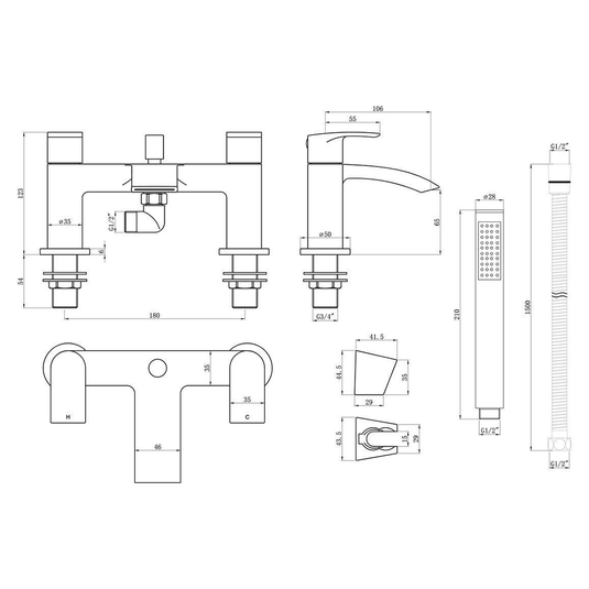 Ruby Teddy Bath/Shower Mixer - Chrome - RUBY105749 - Envy Bathrooms Ltd