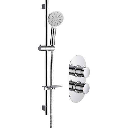 Ruby Teddy Shower Pack One - Single Outlet Twin Shower Valve w/Riser Kit - Chrome - RUBY105889 - Envy Bathrooms Ltd