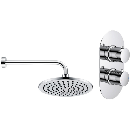 Ruby Teddy Shower Pack Three - Single Outlet Twin Shower Valve w/Overhead - Chrome - RUBY105891 - Envy Bathrooms Ltd