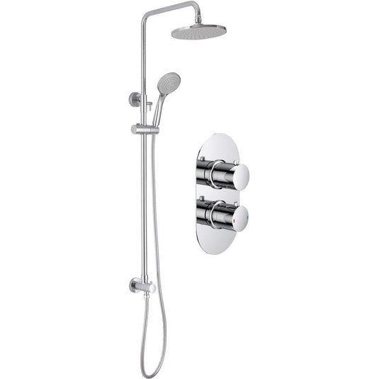 Ruby Teddy Shower Pack Two - Two Outlet Twin Shower Valve w/Riser & Overhead Kit - Chrome - RUBY105890 - Envy Bathrooms Ltd