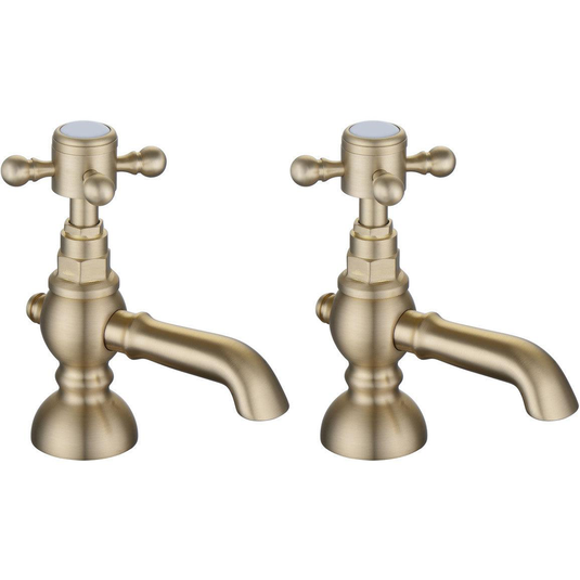 Ruby Thor Basin Pillar Taps - Brushed Brass - RUBY106800