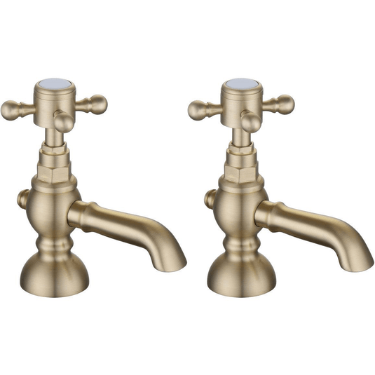 Ruby Thor Basin Pillar Taps - Brushed Brass - RUBY106800 - Envy Bathrooms Ltd