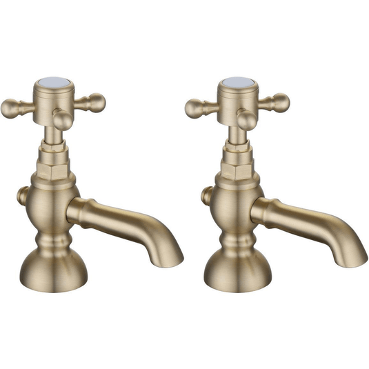 Ruby Thor Basin Pillar Taps - Brushed Brass - RUBY106800 - Envy Bathrooms Ltd