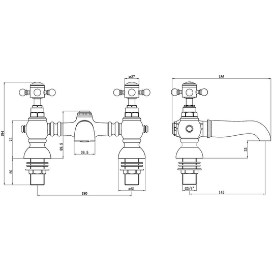 Ruby Thor Bath Filler - Brushed Brass - RUBY106801 - Envy Bathrooms Ltd