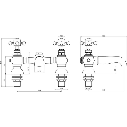 Ruby Thor Bath Filler - Chrome - RUBY105777 - Envy Bathrooms Ltd