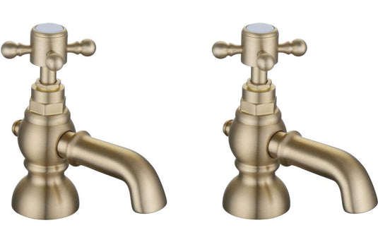 Ruby Thor Bath Pillar Taps - Brushed Brass - RUBY106799 - Envy Bathrooms Ltd