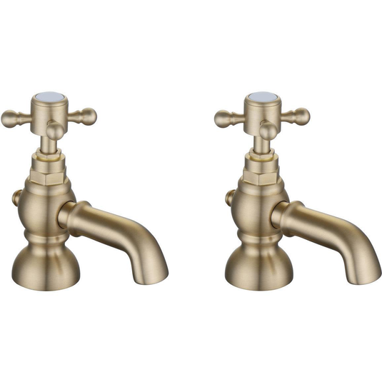 Ruby Thor Bath Pillar Taps - Brushed Brass - RUBY106799