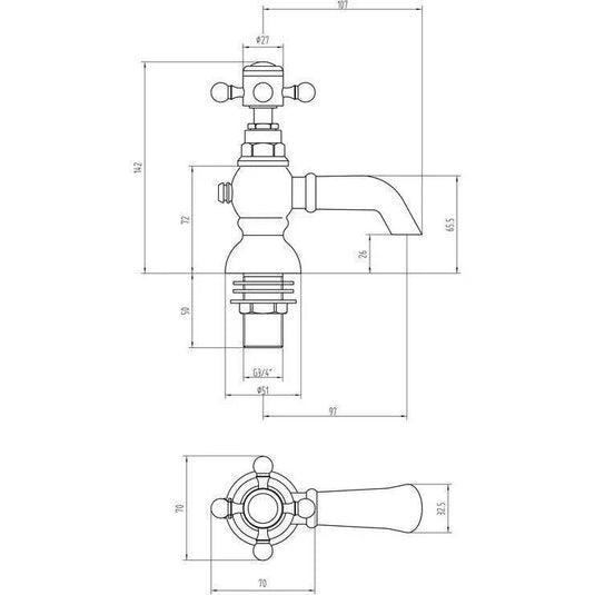 Ruby Thor Bath Pillar Taps - Chrome - RUBY105598 - Envy Bathrooms Ltd