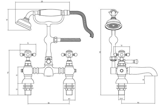 Ruby Thor Bath/Shower Mixer & Shower Kit - Brushed Brass - RUBY106802 - Envy Bathrooms Ltd