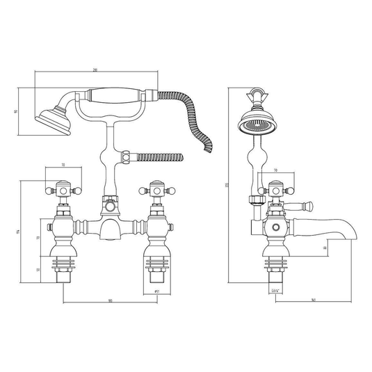 Ruby Thor Bath/Shower Mixer & Shower Kit - Brushed Brass - RUBY106802