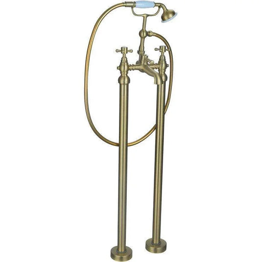 Ruby Thor Floor Standing Bath/Shower Mixer & Shower Kit - Brushed Brass - RUBY106804 - Envy Bathrooms Ltd