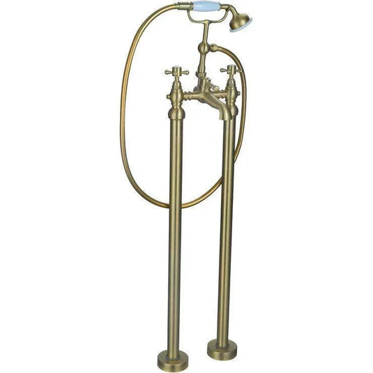 Ruby Thor Floor Standing Bath/Shower Mixer & Shower Kit - Brushed Brass - RUBY106804 - Envy Bathrooms Ltd