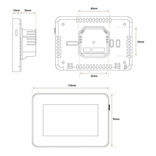 Ruby Touchscreen Thermostat - Arctic White - RUBY108847 - Envy Bathrooms Ltd