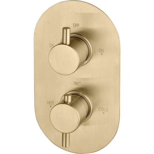 Ruby Two Outlet Shower Valve - Brushed Brass - RUBY106552 - Envy Bathrooms Ltd