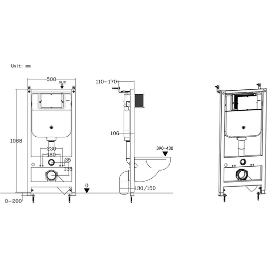 Ruby Wall Hung WC Frame (inc. Cistern) - RUBY109014