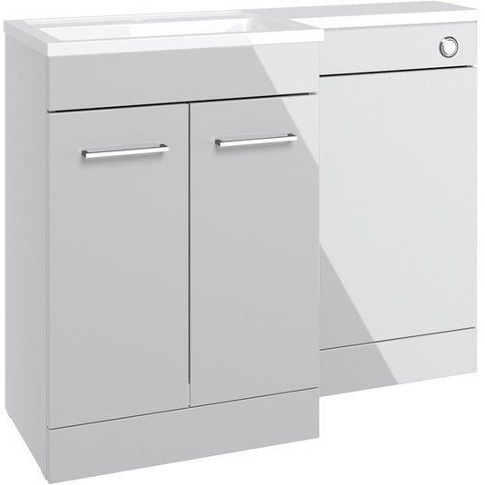 Ruby Winston 1100mm Floor Standing L-Shape Pack & Basin (RH) - Grey Gloss - RUBY103337 - Envy Bathrooms Ltd