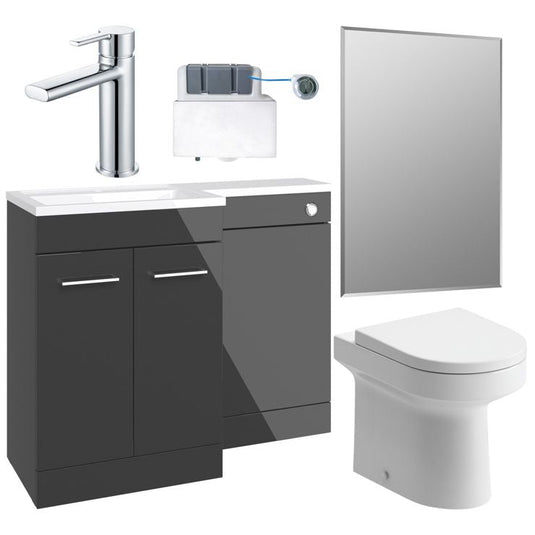 Ruby Winston 1100mm Furniture & BTW WC Pack - Anthracite Gloss (RH) - RUBY109063 - Envy Bathrooms Ltd