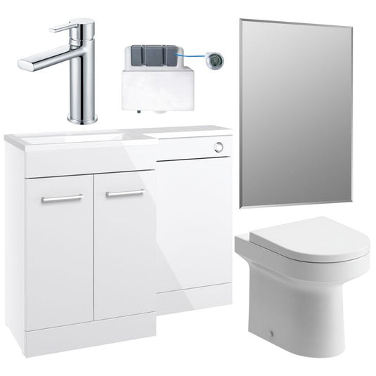 Ruby Winston 1100mm Furniture & BTW WC Pack - White Gloss (RH) - RUBY109069 - Envy Bathrooms Ltd