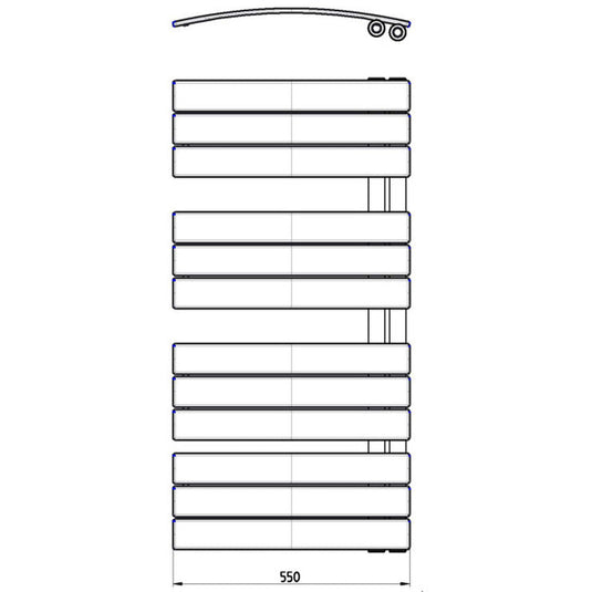 Ruby Xena Curved Panel Ladder Radiator (550x1080x49mm) - Chrome - RUBY102998 - Envy Bathrooms Ltd