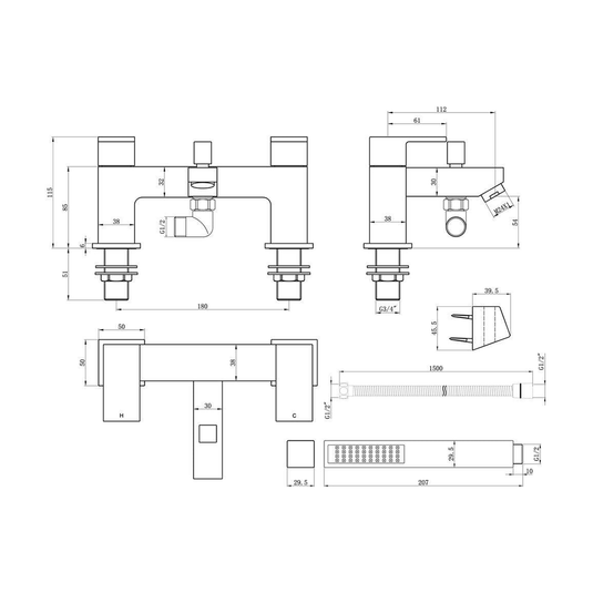 Ruby Zeus Bath/Shower Mixer & Bracket - Chrome - RUBY105775 - Envy Bathrooms Ltd