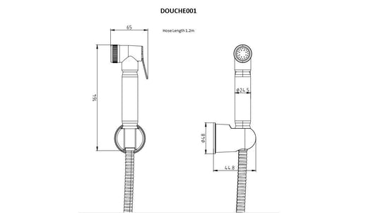 Scudo 1 Handle Wall Mounted Bidet Handset w/ Flexi Hose & Mount - Chrome - DOUCHE001 - Envy Bathrooms Ltd