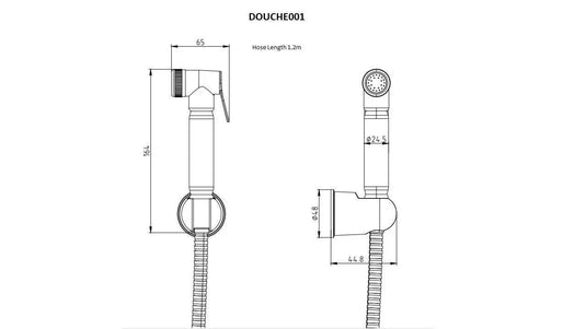 Scudo 1 Handle Wall Mounted Bidet Handset w/ Flexi Hose & Mount - Chrome - DOUCHE001 - Envy Bathrooms Ltd