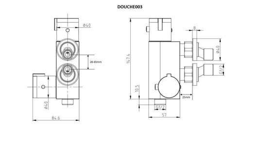 Scudo 2 Handle Thermostatic Vertical Valve for Bidet - Chrome - DOUCHE003 - Envy Bathrooms Ltd