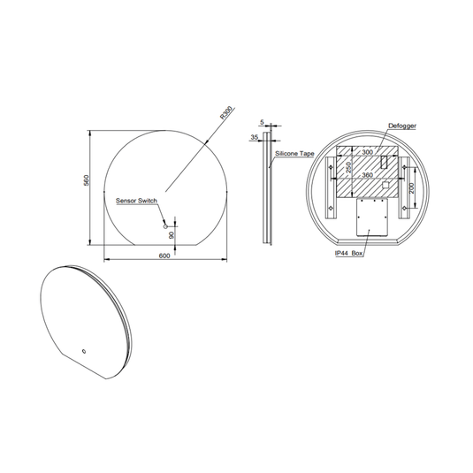 Scudo Alba LED Mirror 600 x 560mm | MIRROR024 - Envy Bathrooms Ltd
