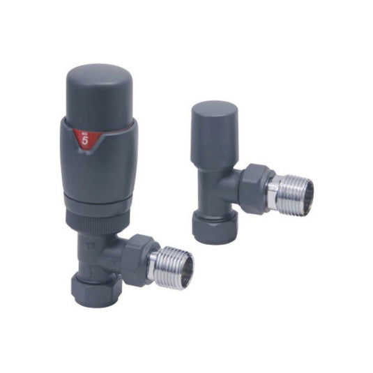 Scudo Anthracite Designer Angled Valves (Pair) | DES-TRV-ANG-ANT - Envy Bathrooms Ltd