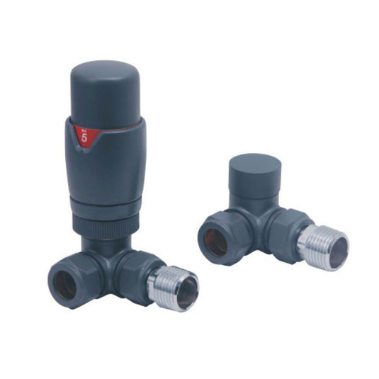 Scudo Anthracite Designer Corner Valves (Pair) | DES-TRV-CORN-ANT - Envy Bathrooms Ltd