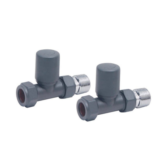 Scudo Anthracite Designer Towel Rail Valves Straight (Pair) | TRV007 - Envy Bathrooms Ltd