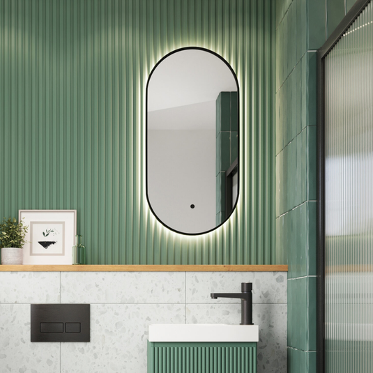 Scudo Aubrey Slim LED Mirror Black 400 x 800mm - Envy Bathrooms Ltd