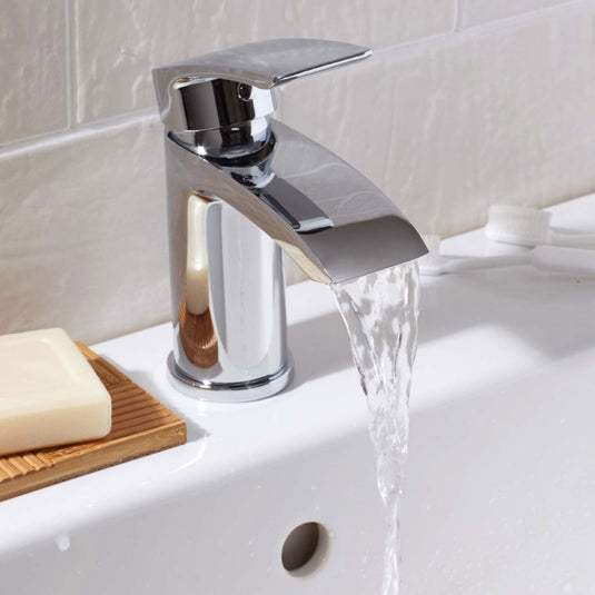Scudo Belini Chrome Mini Mono Basin Mixer Tap with Push Waste | TAP208 - Envy Bathrooms Ltd