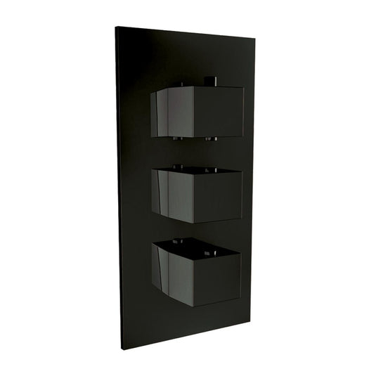 Scudo Black Triple Square Handle Concealed Shower Valve | BLACK002ORBL - Envy Bathrooms Ltd