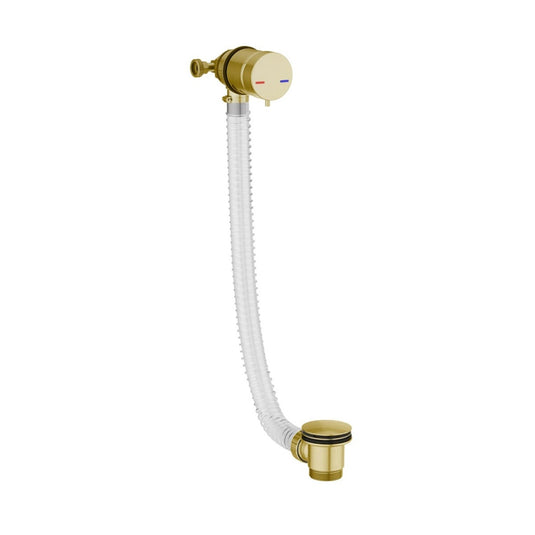 Scudo Brushed Brass Bath Filler and Overflow with Sprung Waste | WASTE109BB - Envy Bathrooms Ltd