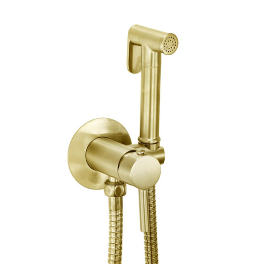 Scudo Brushed Brass Douche Handset With Flexi Holder and Outlet Elbow | DOUCHE011 - Envy Bathrooms Ltd