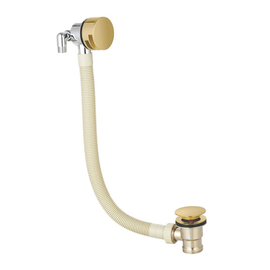 Scudo Brushed Brass Round Bath Filler With Sprung Waste and Overflow | WASTE104 - Envy Bathrooms Ltd