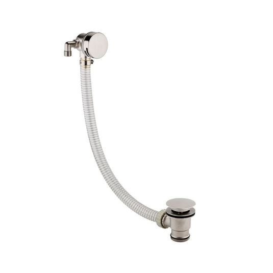 Scudo Brushed Nickel Round Bath Filler with Sprung Waste and Overflow | WASTE117BN - Envy Bathrooms Ltd