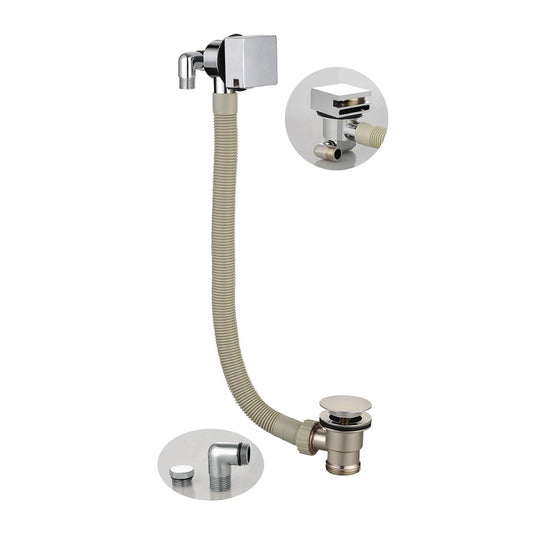 Scudo Chrome Square Bath Filler with Sprung Waste and Overflow | WASTE99P - Envy Bathrooms Ltd
